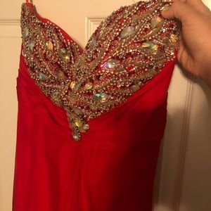 Red Beaded Prom Dress